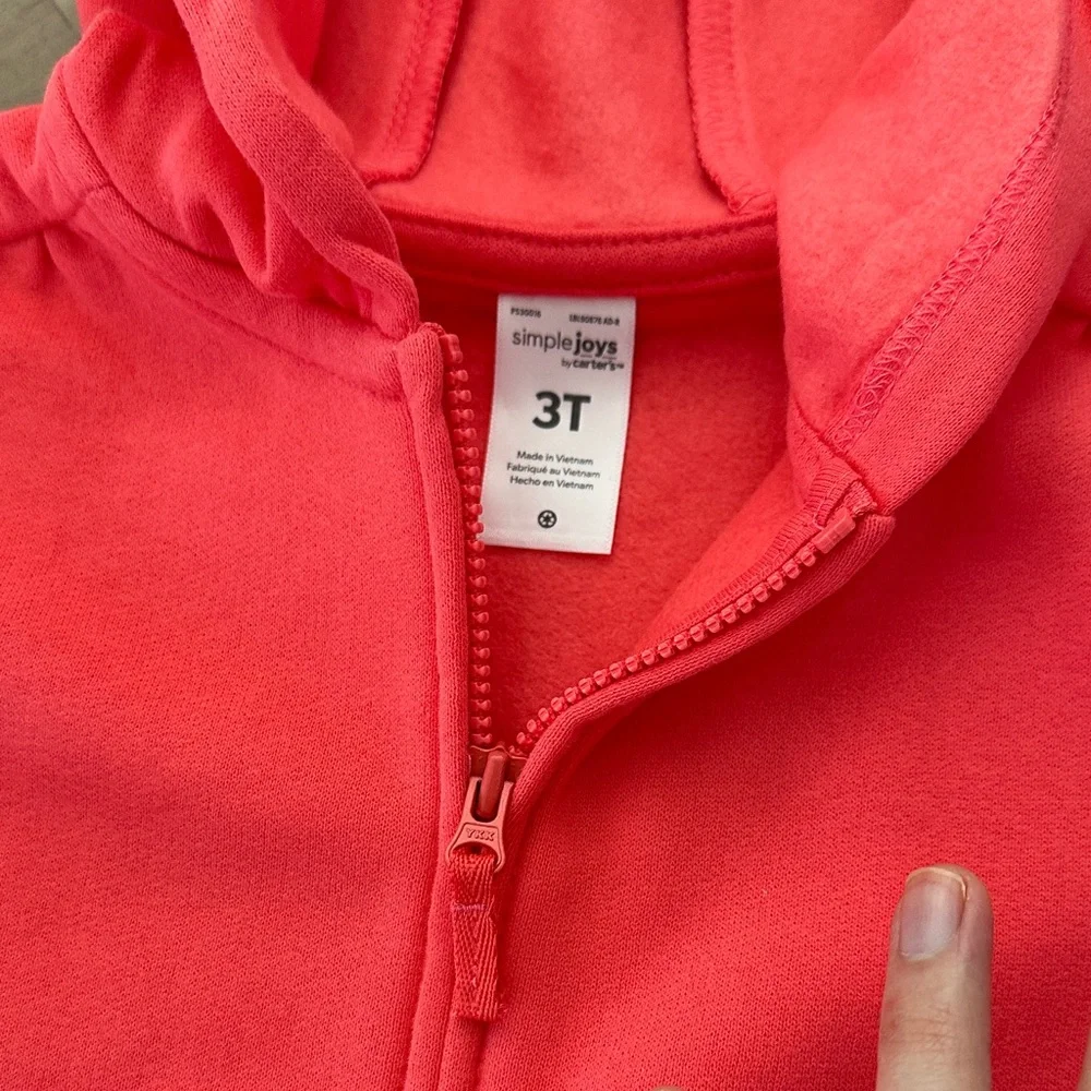 Carter’s Girls 2pcs Fleece Full Zip Hoodie Set - Neon Pink and Gray
